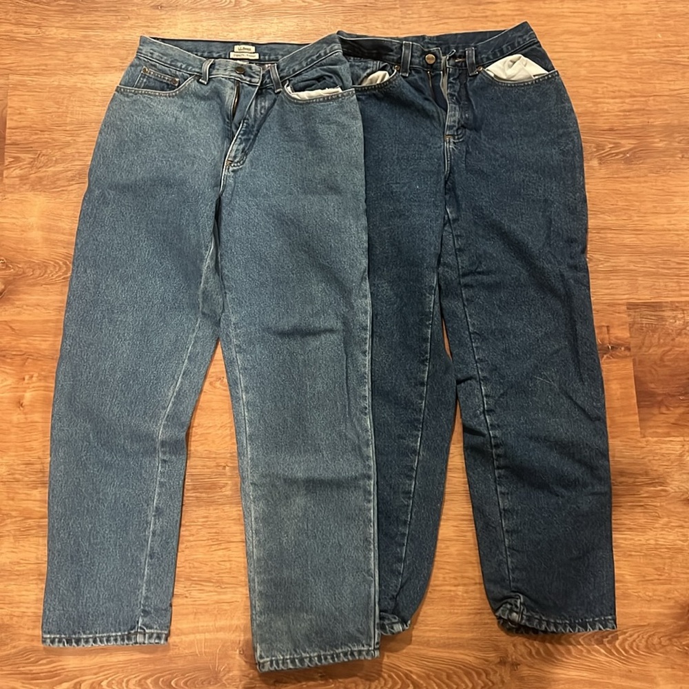 TWO LL BEAN FLEECE LINED JEANS